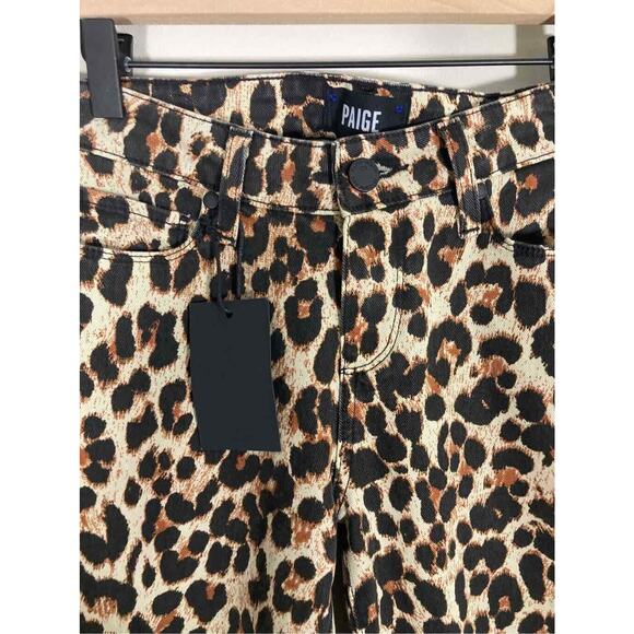 NWT Cheetah Print Paige Raw Hem Verdugo Ankle Mob Wife Mom Jeans - Picture 3 of 6